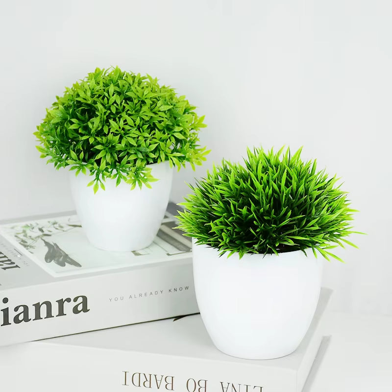 Artificial Plants Bonsai Small Green Tree Plants Fake Flower Potted Ornament Home Room Garden Office Desk Fake Bonsai Decoration