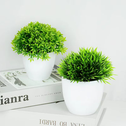 Artificial Plants Bonsai Small Green Tree Plants Fake Flower Potted Ornament Home Room Garden Office Desk Fake Bonsai Decoration