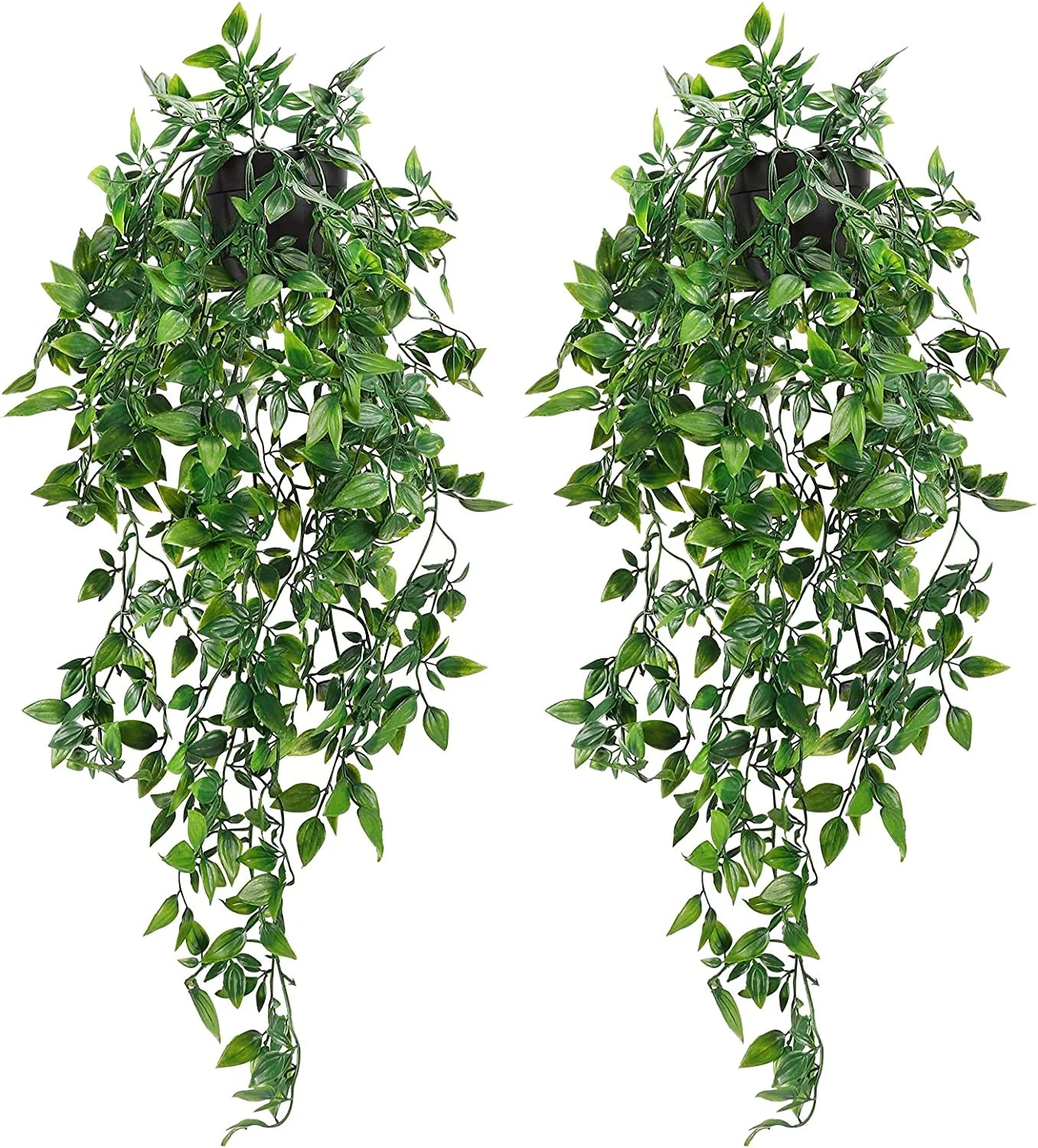 Fall Decorations for Home 2 Pack Artificial Hanging Plants Fake Plants with Pots for House Bedroom Wall Garden Decor,Green