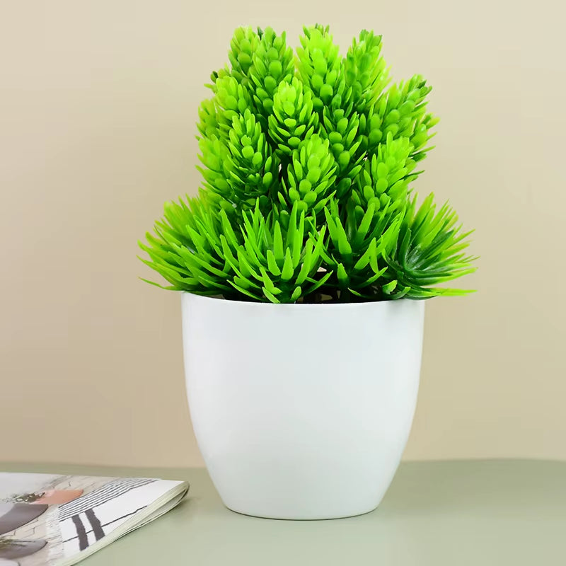 Artificial Plants Bonsai Small Green Tree Plants Fake Flower Potted Ornament Home Room Garden Office Desk Fake Bonsai Decoration