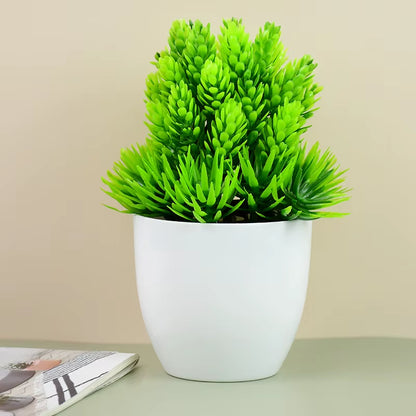 Artificial Plants Bonsai Small Green Tree Plants Fake Flower Potted Ornament Home Room Garden Office Desk Fake Bonsai Decoration