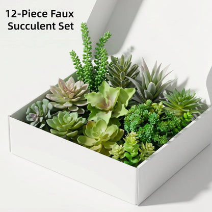 12 Pcs Artificial Succulent Plants Unpotted, Succulents Fake & Succulant Plants for DIY Craft, Faux Plants Decor for Home Decor, Garden, Office, and Party Decorations