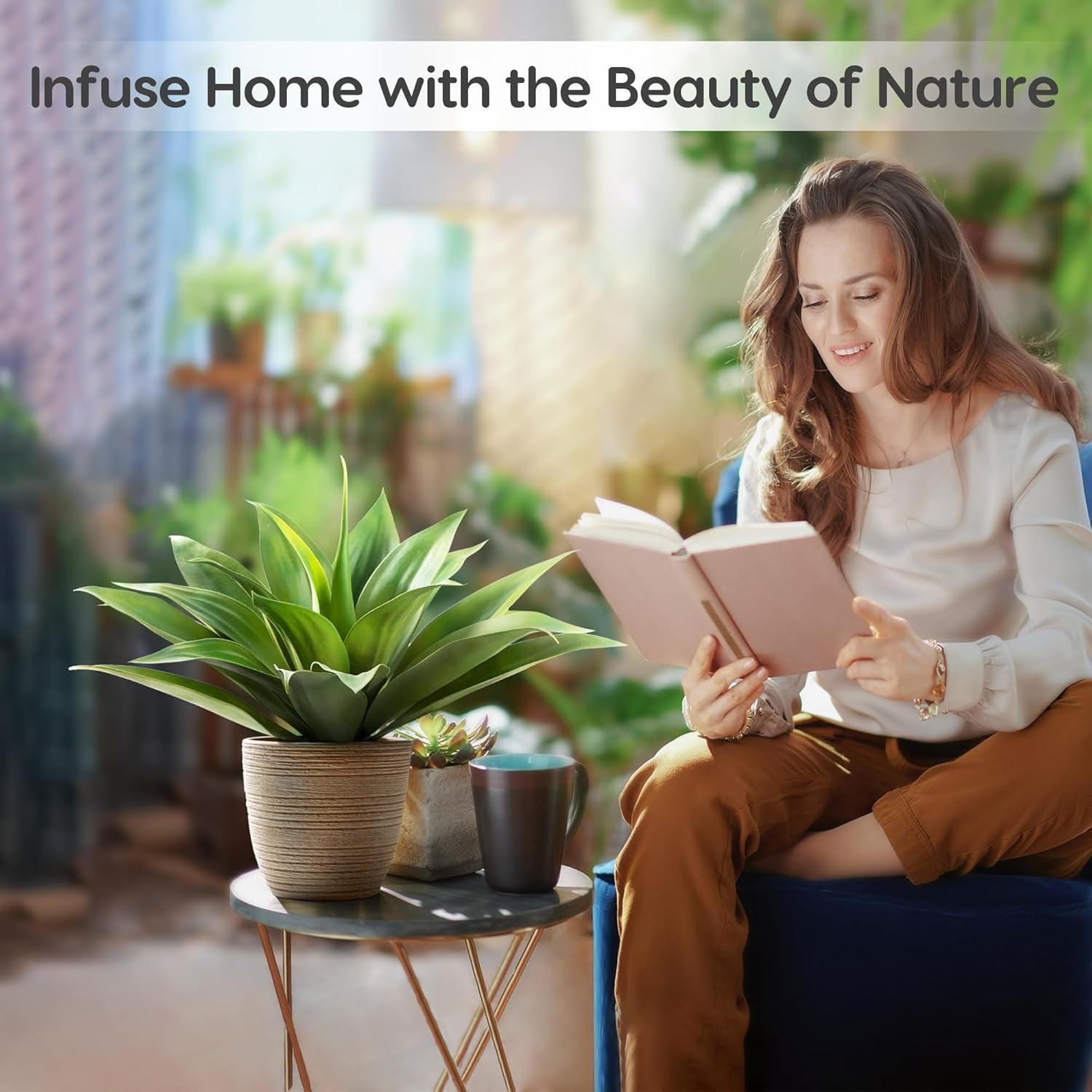 Fake Agave Artificial Plants, Fake Succulents Plant for Room Decor, Unpotted Faux Agave Stems Plant for Outdoor/Indoor Decor, 22 Inches