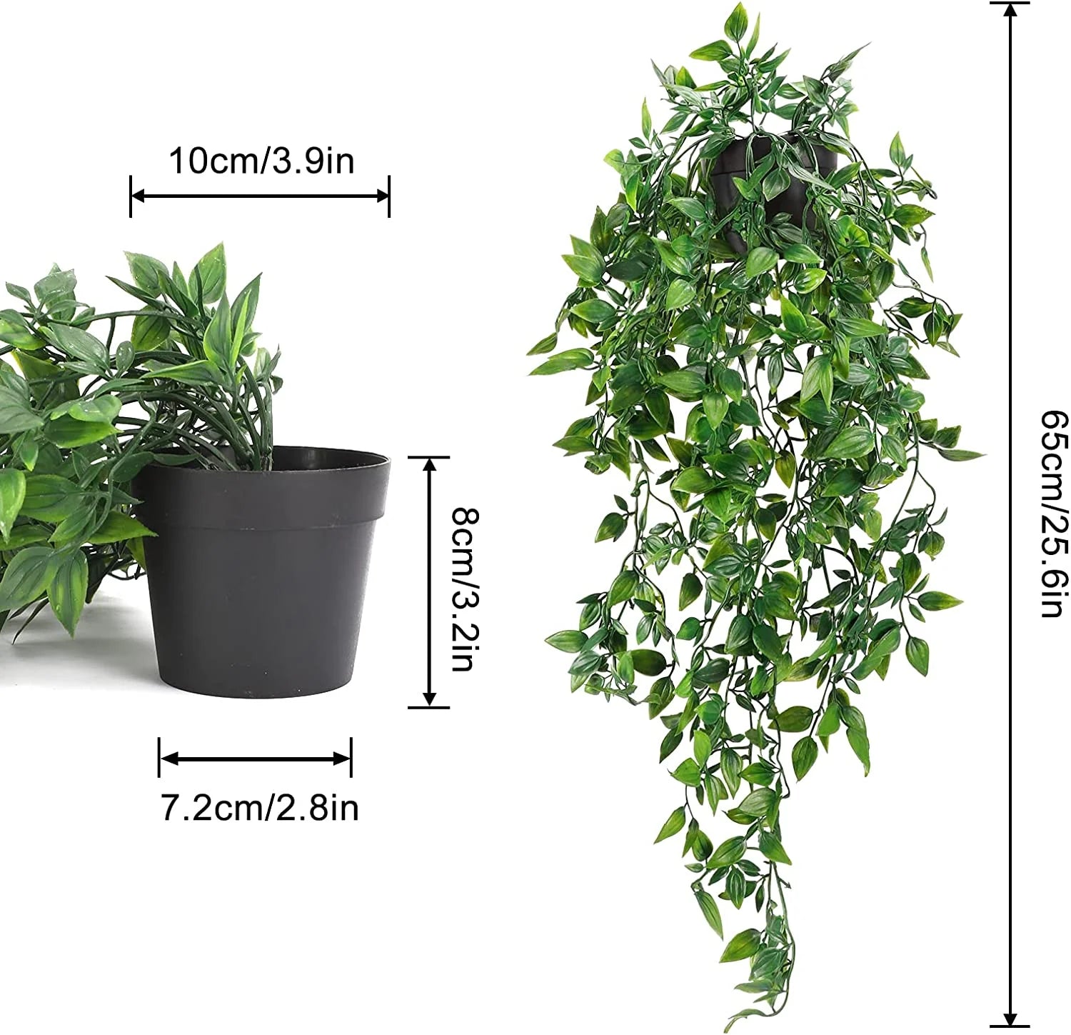 Fall Decorations for Home 2 Pack Artificial Hanging Plants Fake Plants with Pots for House Bedroom Wall Garden Decor,Green