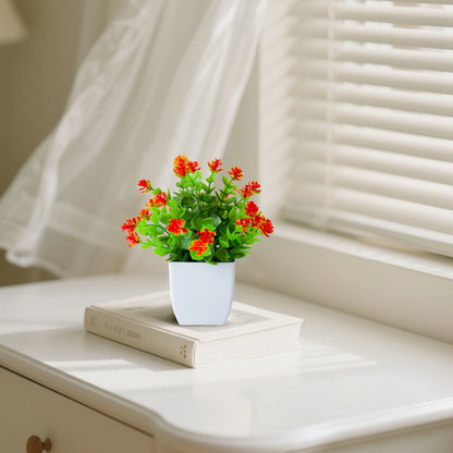 4Pack Artificial Plants Small Potted Plants with White Pots Simulation Eucalyptus Flowers Fake Green Plants for Home Office Bedroom Desktop Bathroom Living Room Decoration