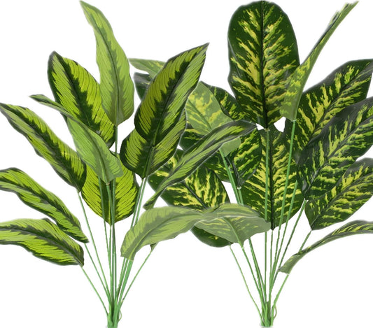 Artificial Plants Palm Fake Leaves 25Inch Indoor for Home Office Decor 2Pcs