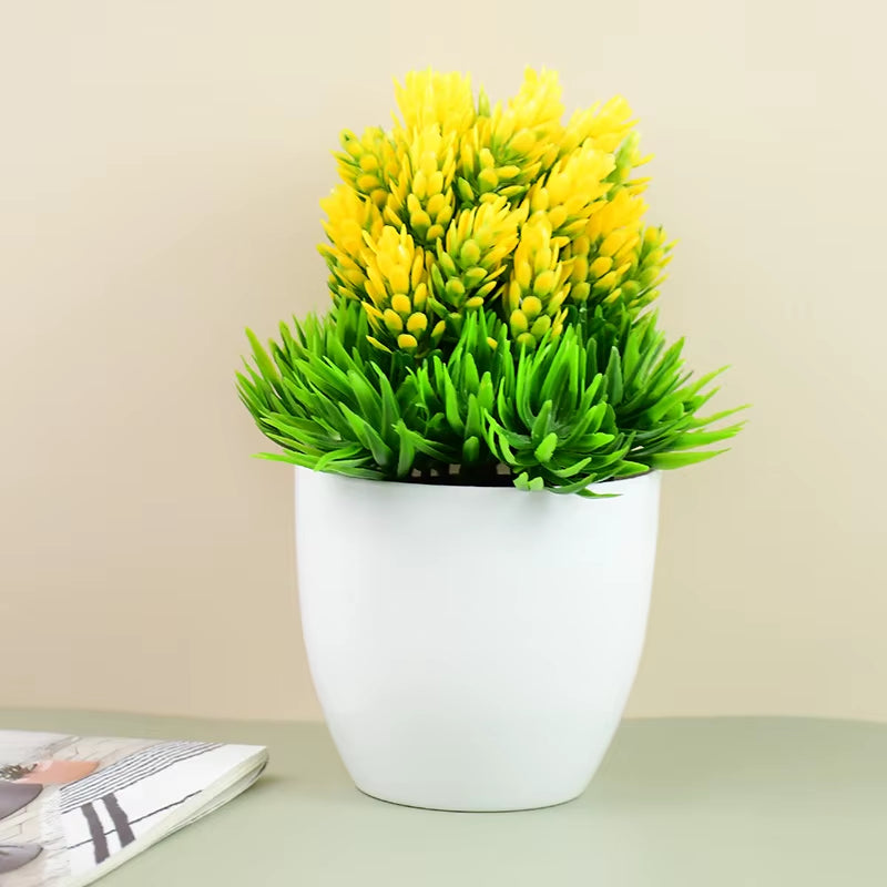 Artificial Plants Bonsai Small Green Tree Plants Fake Flower Potted Ornament Home Room Garden Office Desk Fake Bonsai Decoration