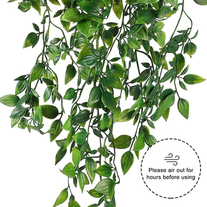 Fall Decorations for Home 2 Pack Artificial Hanging Plants Fake Plants with Pots for House Bedroom Wall Garden Decor,Green