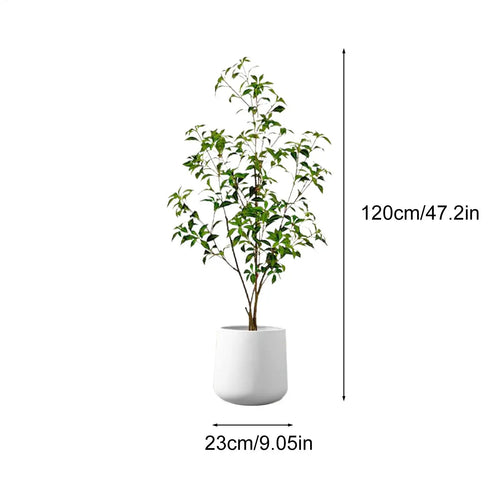 Fake Plants Faux Potted Gypsophila Leaf Tree Decorative Ornament for Office Indoor Bedroom Bathroom Busy Professionals Senior