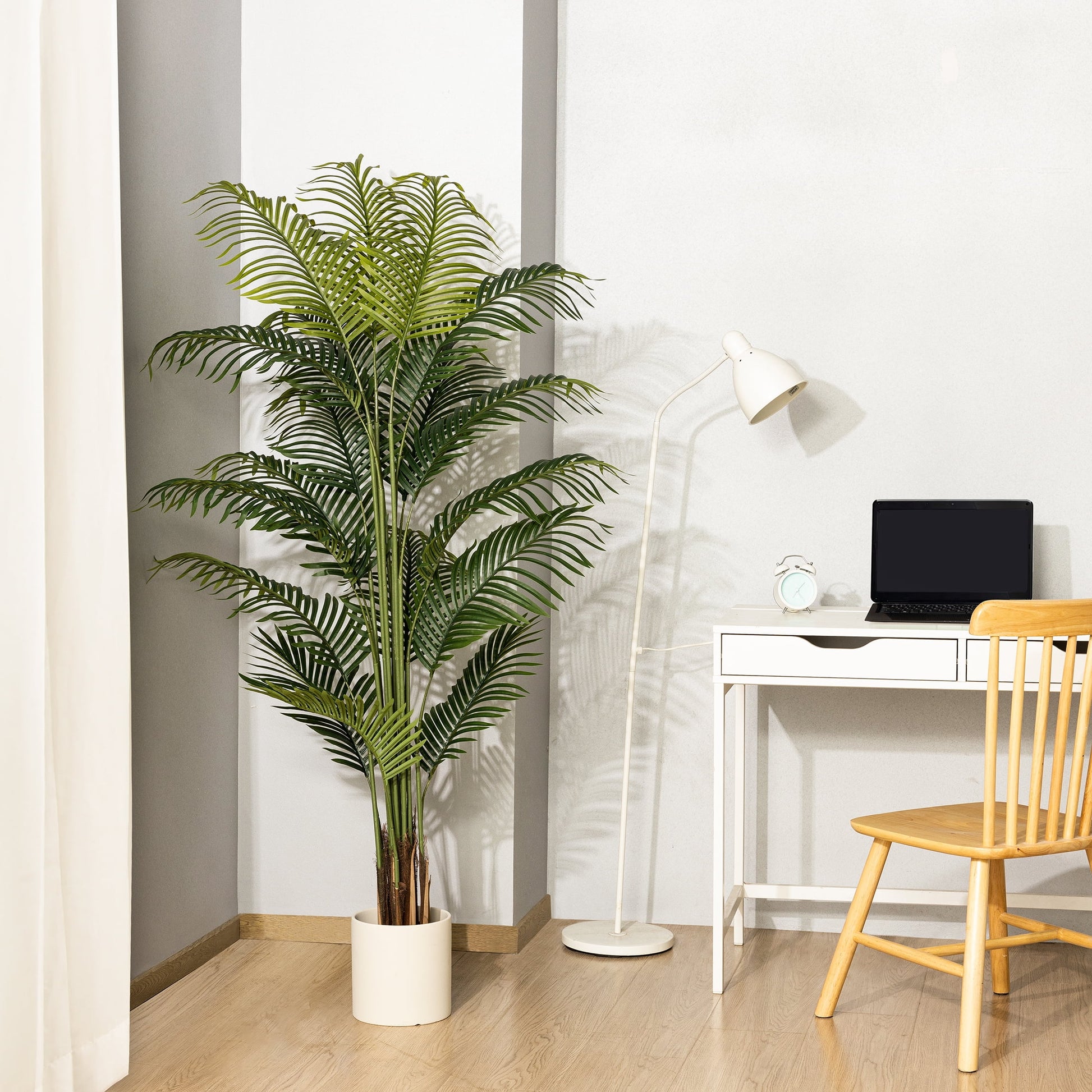 6Ft Artificial Palm Plants, 6Ft Fake Palm Tree, Pre Potted Faux Greenry Tree for Home Decor Office House Living Room Indoor Outdoor, Big Fake Plants Fake House Plants