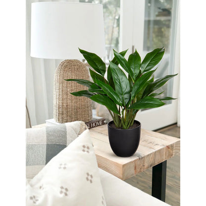 17'' Artificial Potted Plants Fake Greenery Cast Iron Plant Indoor Realistic Faux Plants with Black Pot Home Decor