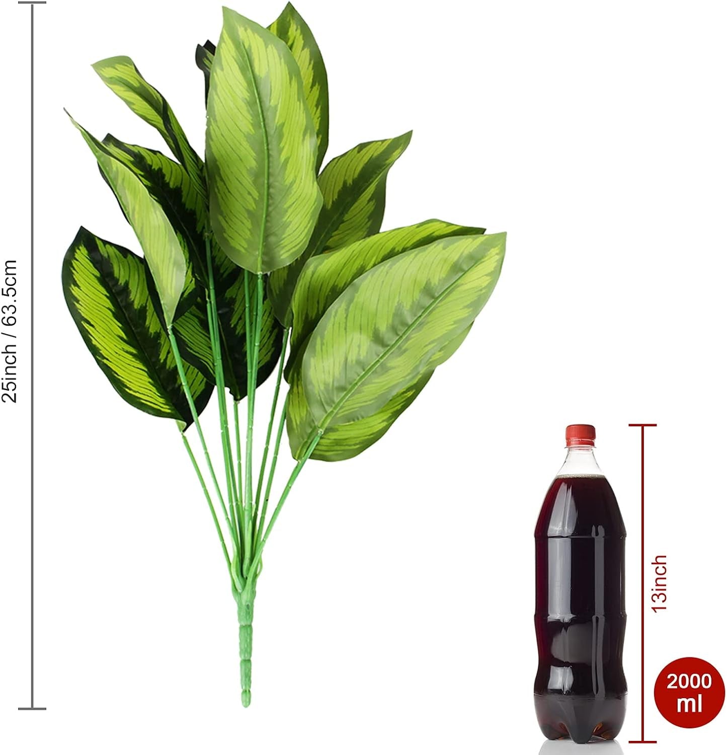 Artificial Plants Palm Fake Leaves 25Inch Indoor for Home Office Decor 2Pcs