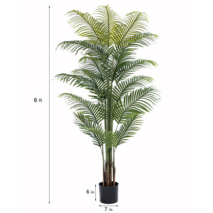 6Ft Artificial Palm Plants, 6Ft Fake Palm Tree, Pre Potted Faux Greenry Tree for Home Decor Office House Living Room Indoor Outdoor, Big Fake Plants Fake House Plants