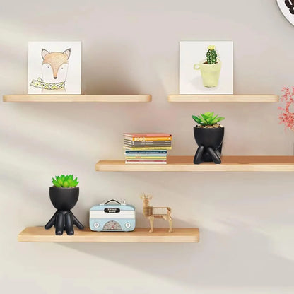 2PCS Cute Artificial Succulent Plants with Creative Human Shaped Pots, Desk Decoration Mini Potted Planter Succulent Decor for Desktop Office Bedroom Table 2PCS (Matte Black)