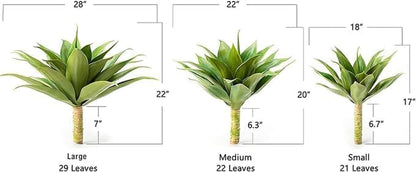 Fake Agave Artificial Plants, Fake Succulents Plant for Room Decor, Unpotted Faux Agave Stems Plant for Outdoor/Indoor Decor, 22 Inches