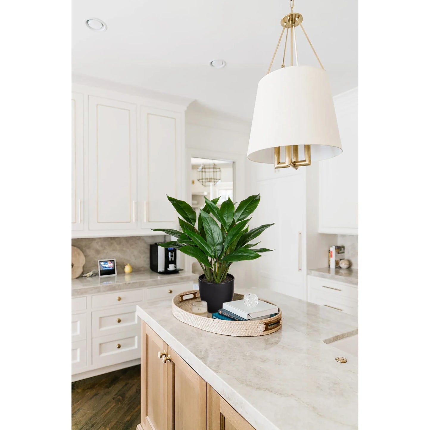 17'' Artificial Potted Plants Fake Greenery Cast Iron Plant Indoor Realistic Faux Plants with Black Pot Home Decor