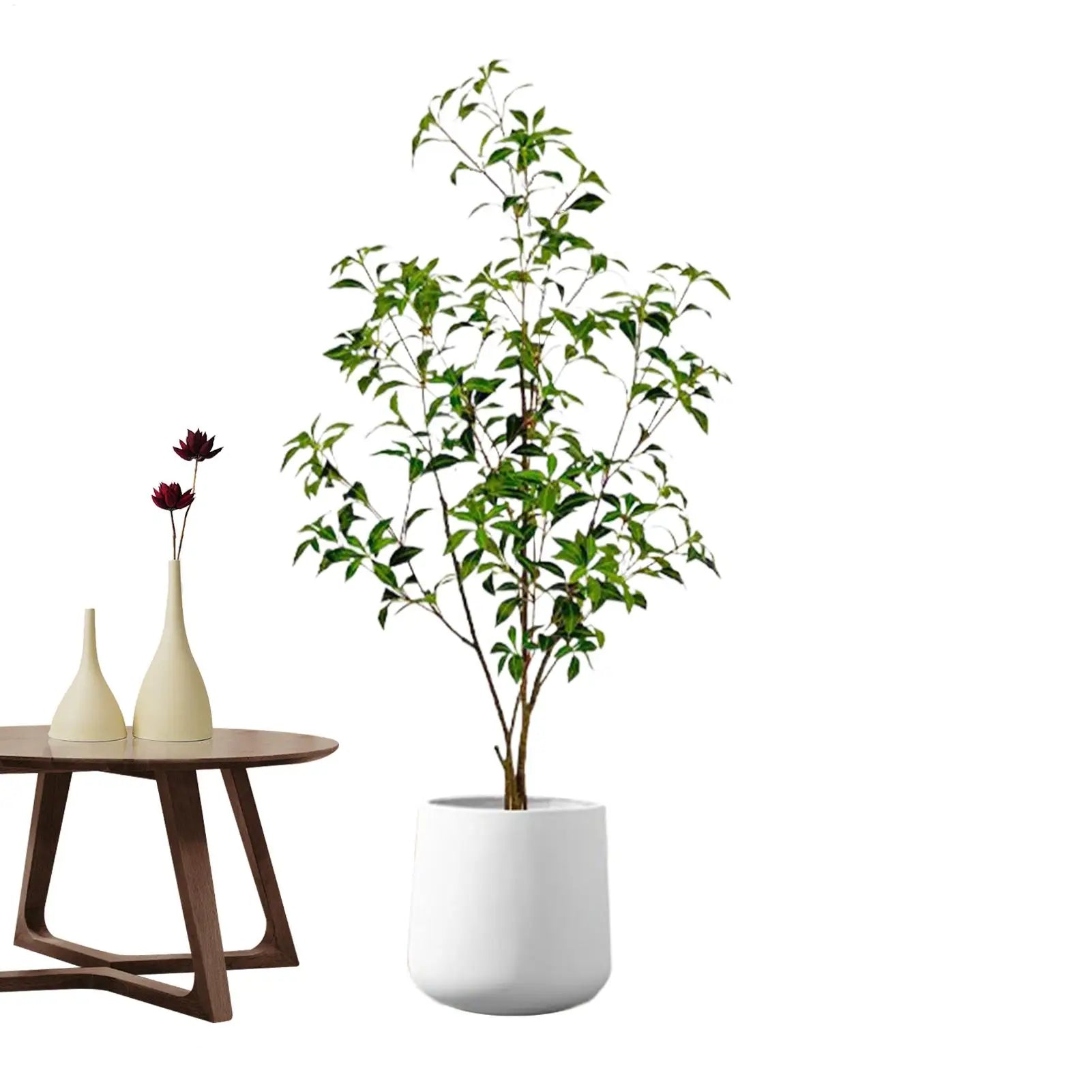 Fake Plants Faux Potted Gypsophila Leaf Tree Decorative Ornament for Office Indoor Bedroom Bathroom Busy Professionals Senior