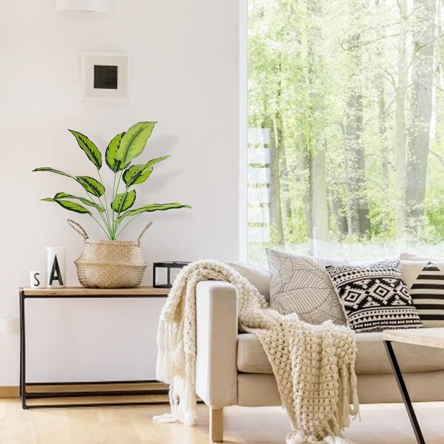 Artificial Plants Palm Fake Leaves 25Inch Indoor for Home Office Decor 2Pcs