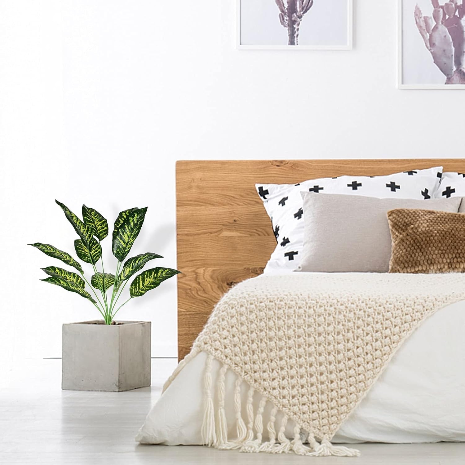 Artificial Plants Palm Fake Leaves 25Inch Indoor for Home Office Decor 2Pcs