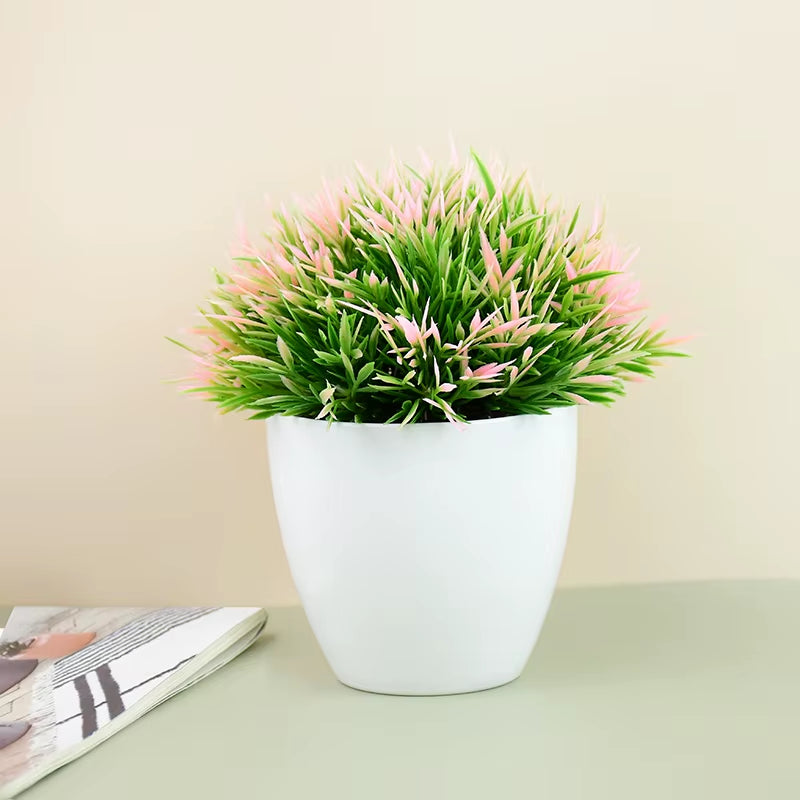 Artificial Plants Bonsai Small Green Tree Plants Fake Flower Potted Ornament Home Room Garden Office Desk Fake Bonsai Decoration