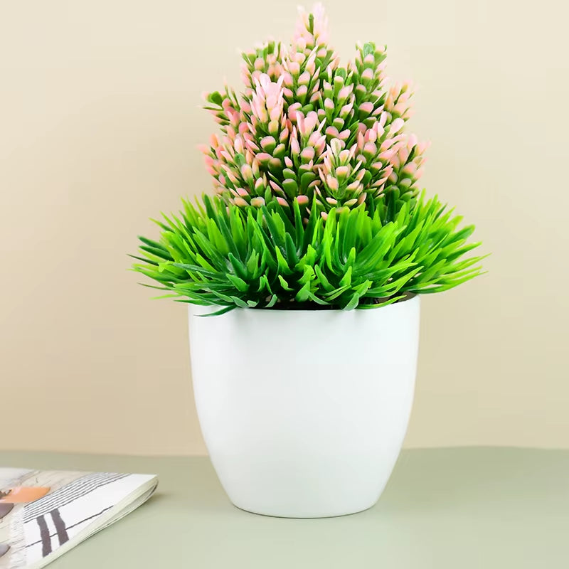 Artificial Plants Bonsai Small Green Tree Plants Fake Flower Potted Ornament Home Room Garden Office Desk Fake Bonsai Decoration