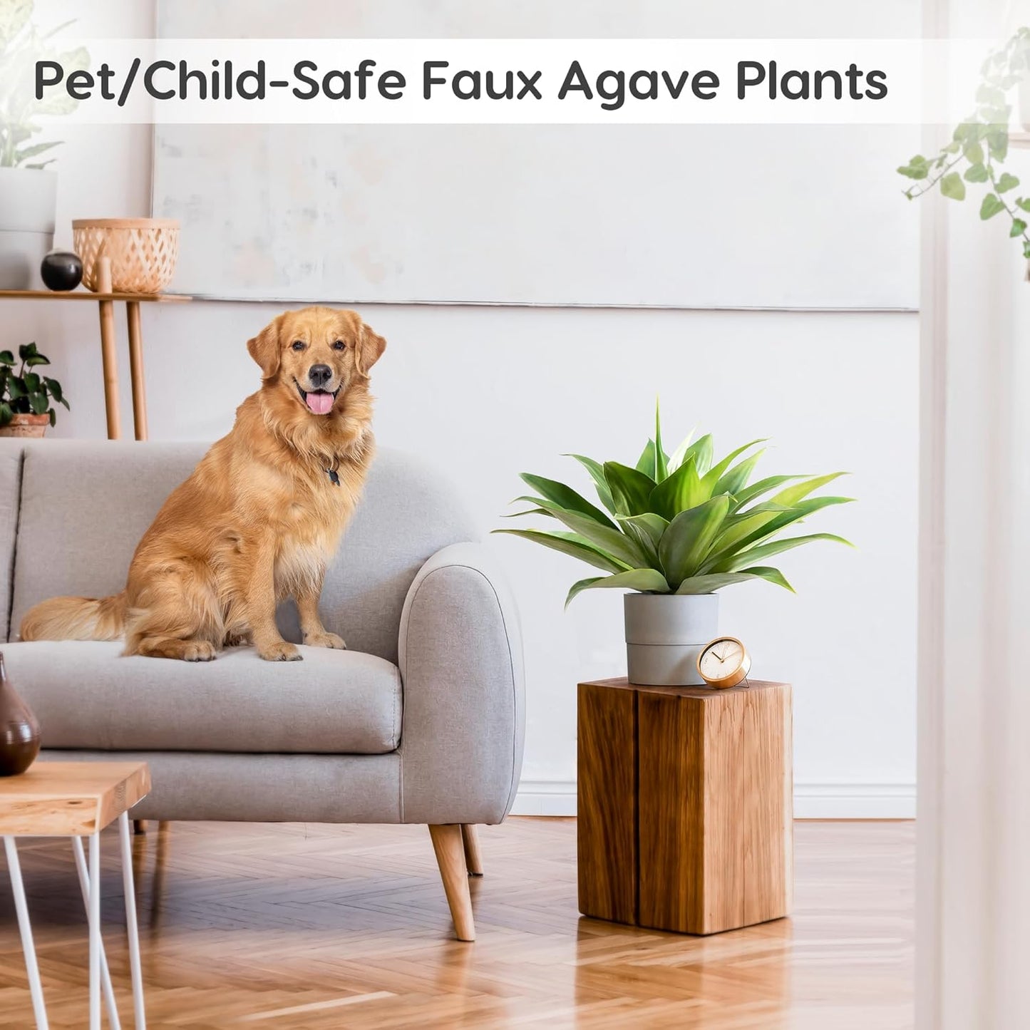 Fake Agave Artificial Plants, Fake Succulents Plant for Room Decor, Unpotted Faux Agave Stems Plant for Outdoor/Indoor Decor, 22 Inches