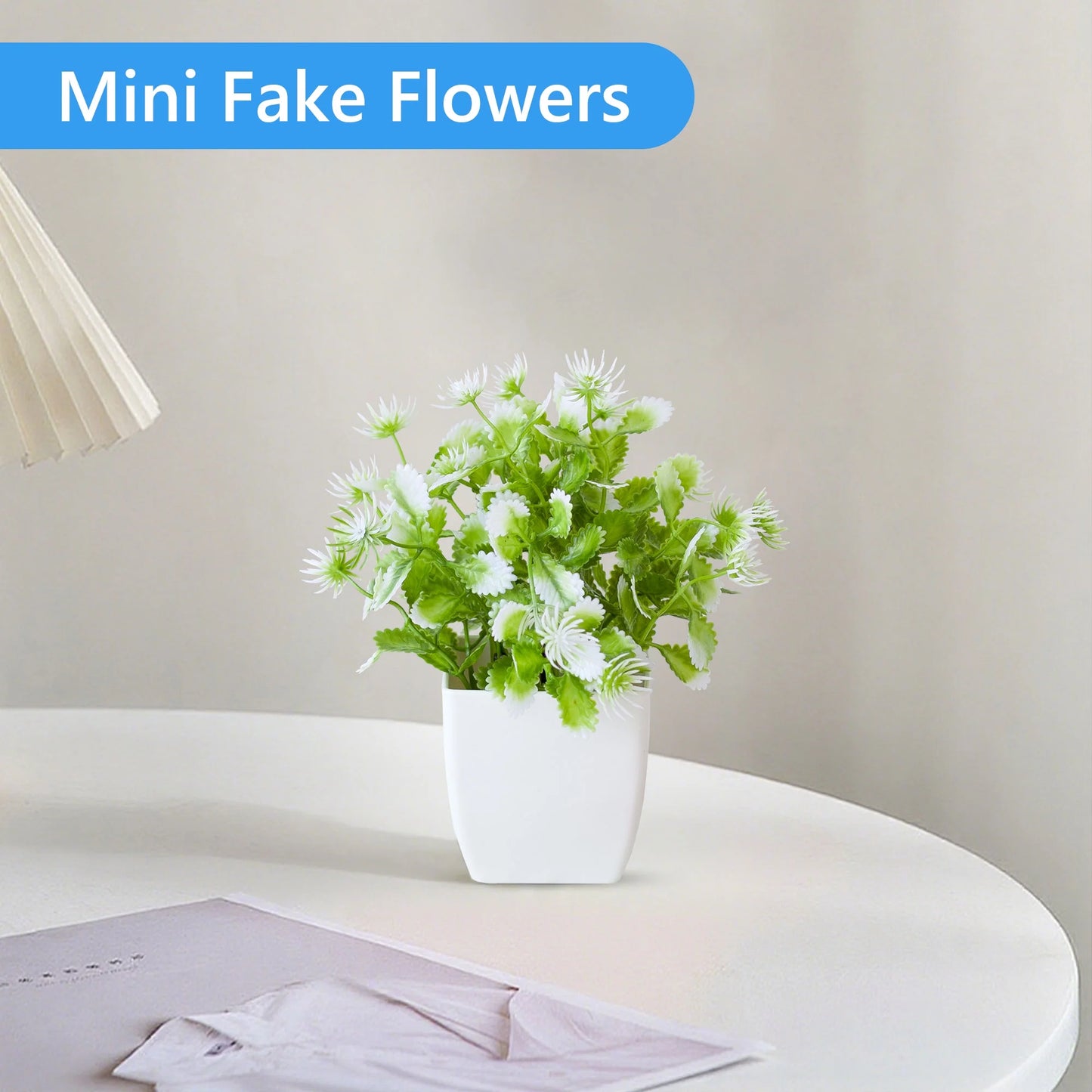 4Pack Artificial Plants Small Potted Plants with White Pots Simulation Eucalyptus Flowers Fake Green Plants for Home Office Bedroom Desktop Bathroom Living Room Decoration